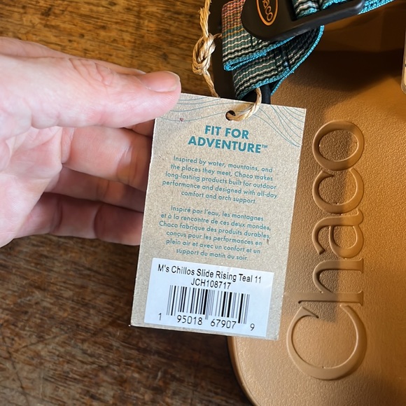 Chaco Chillos Slides Rising Teal Mens Sizes NWT - Picture 3 of 5